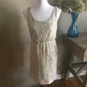 MM Couture by Miss Me Champagne Sequin Dress sz M